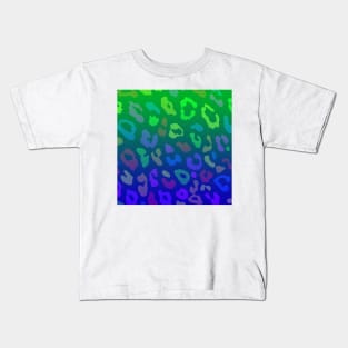 Leopard Print Ombre Blues Kids T-Shirt